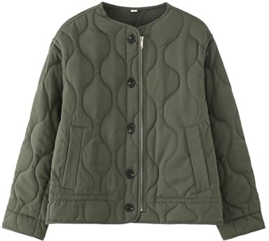 Flygo Women Lightweight Quilted Jackets Oversized Long Sleeve Zip Cropped Puffer Padded Coat Fall Winter Jacket(ArmyGreen-S)