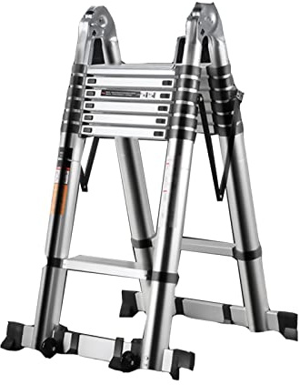 Scala telescopica con Pedale allargato, Scala da soppalco, Scala da ingegneria per Esterni, Scala Multifunzionale in Lega di Alluminio a Doppio Scopo, Dimensioni: 12 piedi/12 Piedi: