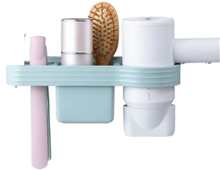 YUSUZH Bad Punch-freies Haar Trockner Wand montiert Halter Lagerung Box hängen Rack Curling Eisen Regal Badezimmer Organizer für Hotel Wohnzimmer(Green)