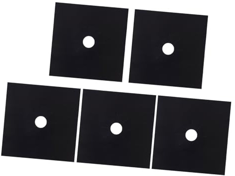 SHINEOFI Lot de 5 Tapis de Protection Réutilisables pour Brûleurs de Cuisinière à Gaz, 27 X 27 CM, Noir Épais 0,2 MM, Antiadhésif et Compatible Plaques Cuisson, Facile à Nettoyer et