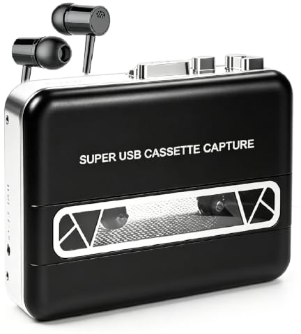 Reproductor de cassette, grabadora de casetes, grabadora de casetes, grabadora de casete, recargable por USB, para disfrutar de música, fiestas, picnics