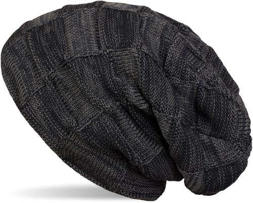 styleBREAKER Unisex Beanie Flecht Muster Fleece Futter 60cm | Thermo Inlay. elastisches Material. Bundweite 23cm. Slouch Design. winterfest. weiche Haptik. Einheitsgröße.