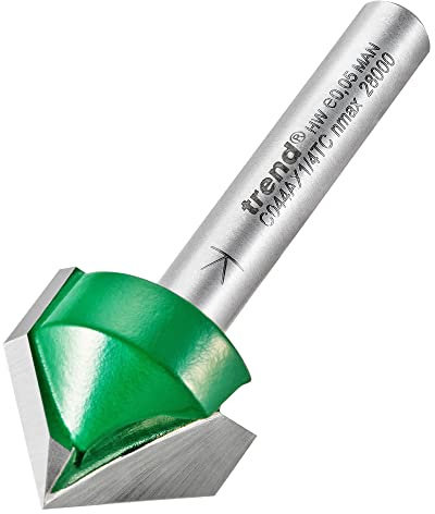 Trend Craftpro Fasfräs, 1/4 Tum Skaft, 19.1 mm Skärdiameter & 45 Graders V-Spår, Hårdmetallspets (Tct), C044Ax1/4Tc