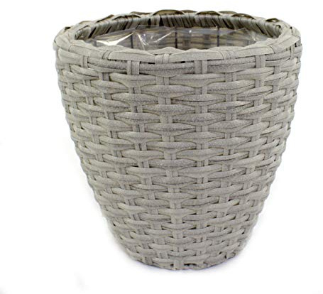 DARO DEKO Rattan Blumentopf rund 1 Stück - L grau