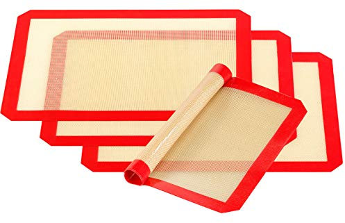 Rosenstein & Söhne 4er-Set Antihaft-Dauer-Backmatten aus Silikon, 30 x 40 cm, BPA-frei (Kühlschrank)