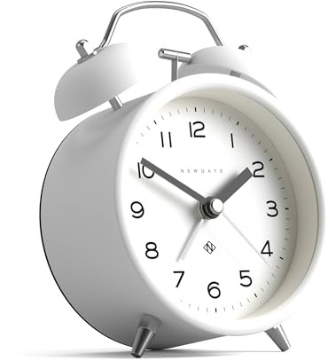 NEWGATE® Charlie Bell Echo Réveil | Interprétation Moderne de la Traditionnelle Horloge à Cloche jumelle | Blanc | des nombres faciles à Lire | Idéal pour Le Chevet ou l’étagère | Accessoire rétro