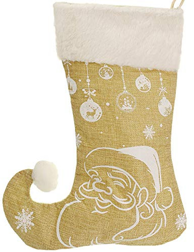 alles-meine.de GmbH 3 Stück XL - Weihnachtssocken & Weihnachtsstrümpfe - Weihnachtsmann - 45 cm - weiß - zum Aufhängen - Nikolausstiefel - Nikolausstrümpfe/Weihnachtsstiefel ..
