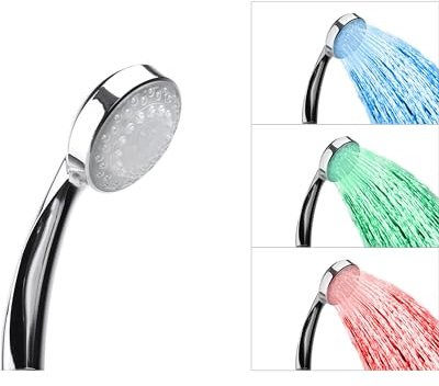 Duschbrause Duschkopf Kunststoff Silber LED-Beleuchtung Bunt LORDAL