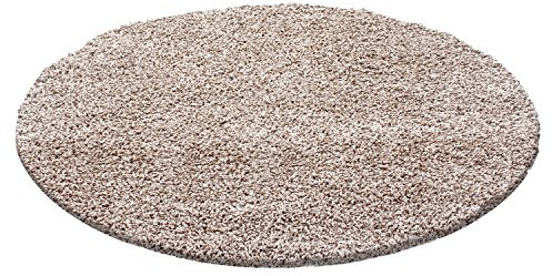 Ayyildiz Beau Tapis Shaggy Rond, à Poils Longs, à Poils Longs, flokati 30 mm en différentes Couleurs et Tailles Standard Öko-Tex 100, Taille:Ø 160 cm Rond, Couleur:Beige