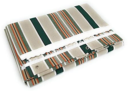 Viglietti Tenda da Sole a Righe per Balcone Veranda o Terrazzo con Anelli e Ganci Tessuto Resistente da Esterno Misura cm 140x300 (Verde Arancio Righe col.220)