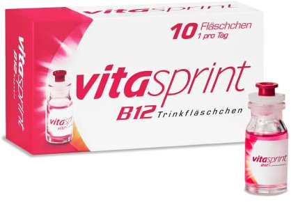 Vitamin B12 - Vitasprint B12 Trinkfläschchen, 10 St. – Mit hochdosiertem Vitamin-B12 und wertvollen Eiweißbausteinen für mehr geistige und körperliche Energie und weniger Müdigkeit und Erschöpfung