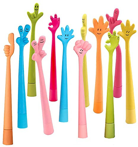 Sertay Animados Bolígrafo, 12 Piezas Bolígrafo Creativo, Bolígrafos con Forma De Mano,Agarre Cómodo,para Escritura,Diario,Firma De Trabajo,Trabajo De Estudiante,Exámenes,Decoraciones (Aleatorio)