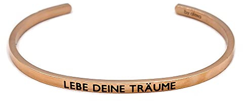 Eleganter Armreif rosegold mit Mantra und Spruch bis ca. 16 cm. Lebe deine Träume
