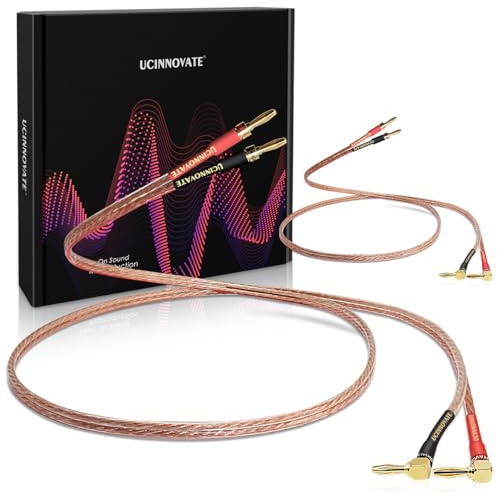 VVFLED HiFi Speaker Cable with Banana Plugs, 2x 3m 13AWG Professional Speaker Leads with Right Angle Gold Plated Plugs, Flexible Audiophile Speaker Wire for HiFi System Amp Audio Amplifiers