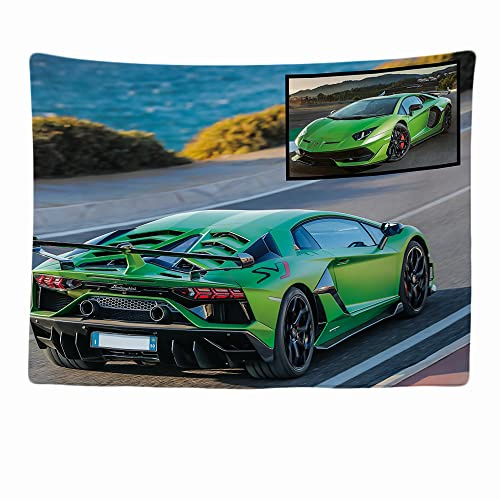 Ulticool Bugatti Auto Wandteppich, 200 x 150 cm, großer Wandteppich, Poster, Stoff, Zubehör für Schlafzimmer, Wohnzimmer, Kinderzimmer, Grün