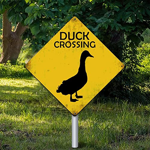 Duck Xing Duck Crossing Wandkunst Dekor Metallschild Warnschild Vorsicht Ente Retro Vintage Blechschild Lustige Aluminiumschilder 25,4 x 25,4 cm Geschenkschild für Garten Straße