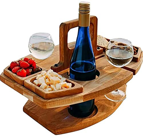 THREMA Portable Fruits Tray Platter, 2 Tier Cheese Board Charcuterie Board Set, Integrated Fruit/Wine Plate, Large Capacity and Save Sapce, Keep Cleaning, for Wine Glasses, Bowls, Fruit