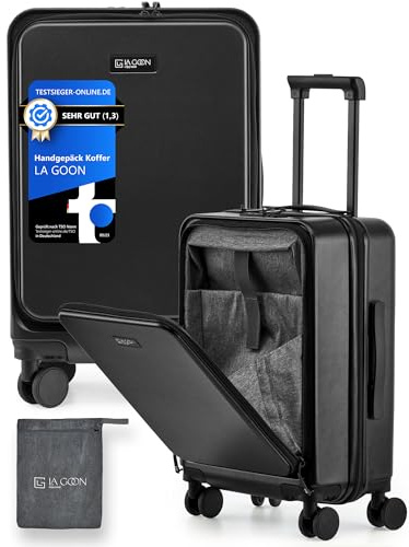 LA GOON Handgepäck Koffer - 100% PC (Polycarbonat) - Laptopfach - Fronttasche - Business - Rollkoffer Handgepäck [TSA Zahlenschloss] Carry-Ons, Trolley