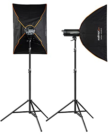 Walimex pro Campaigner 400 HS Set Double mit integriertem 2.4 GHz Empfänger, 400 Ws, Schnelle Abbrennzeit, LED-Einstelllicht Und Benutzerfreundliches Bedienpanel, Hochwertiger Aluminium-Finish