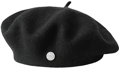 Frauen Wolle Barett Hut Klassische Französisch Wolle Hut Künstler Barett Cap Winter Einfarbig Französisch Beanie Cap Hut Vintage Barets, Schwarz, Medium