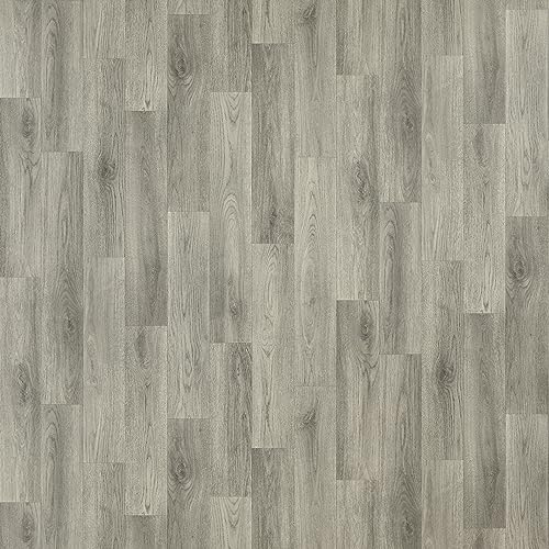 Distressed Grey Wood Effect Vinyl Flooring Anti Slip Water Resistant Sheet Lino Flooring For Bathroom Kitchen Conservatory 2m 3m Width (Tadlow Grey Aged Oak, 2m x 2m)