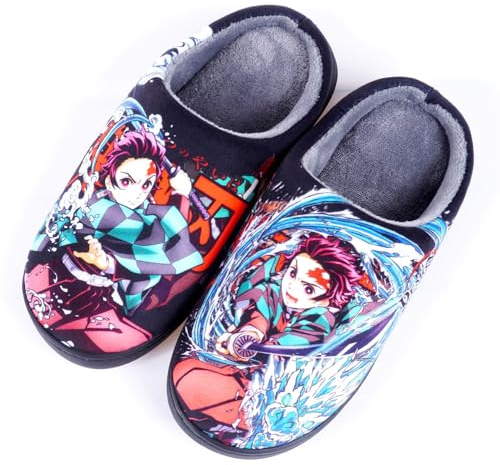 WANHONGYUE Anime Kamado Tanjirou Pantofole Uomo Donna Invernali Calde Peluche Ciabatte Scarpe da Casa con Punta Aperta Antiscivolo Indoor Outdoor Slippers Tanjirou 40-41 EU