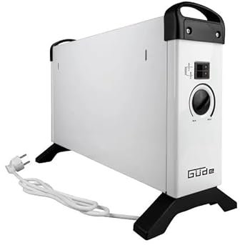 Güde Konvektionsheizgerät GKH 2000 (2 kW Heizleistung, 3 Heizstufen (0,75/1,25/2 kW), stufenloser Thermostat, 45 m³ max. Raumheizvermögen, lautlose Konvektionswärme, Überhitzungsschutz, Tragegriffe)