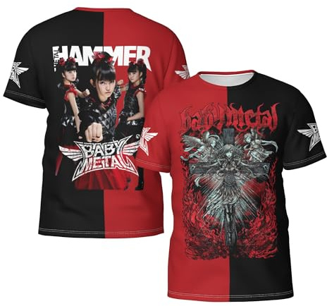 Babymetal Herren Rundhals T-Shirt Lässig Kurzarm Neuheit Schwarz Tshirts T Shirts Merch Tees Tops Für Männer Fans Geschenk Mens