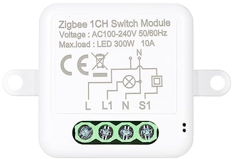 Irfora 1CH Zigbee Mini Smart Switch Módulo de relé compatible con interruptor de control de 2 vías para automatización inteligente del hogar, funciona con Home