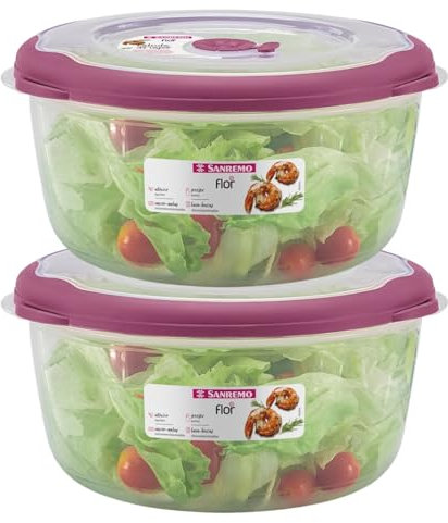 Tribello Large 10 Cup Food Storage Bowl with Lid, Salad Bowl With Airtight/Steam Vent Lid Dishwasher/Freezer and Microwave Safe Container For Serving and Storing, BPA Free - Round - 80 Oz - 2 Pack