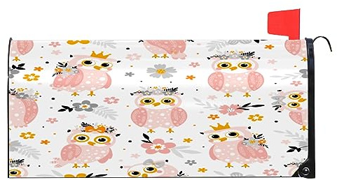 Copertura per cassetta postale con fiori di gufo, avvolge magneticamente la cassetta della posta, copertura impermeabile per cassetta delle lettere, per giardino, cortile, decorazione per la casa, per