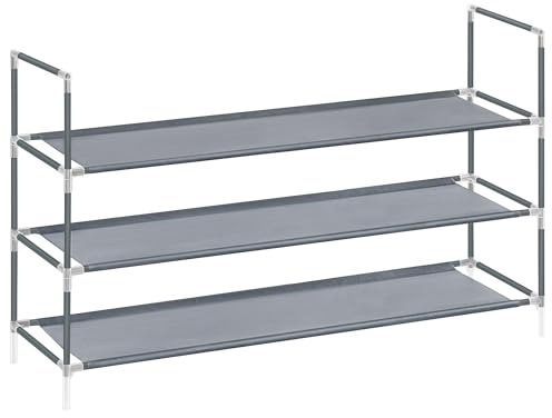 SONGMICS Estante Zapatero de 3 Niveles, Fino y Ahorra Espacio, Acero | Organizador de Zapatos para Entrada, Estantes de Tela no Tejida, Gris Paloma, Colección RYLAN LSH053G01