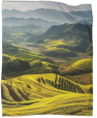 Frühlingslandschaft Kuscheldecke 80x90inch(200x230cm),weich & Warm,extra Flauschig Als Sofadecke Nature Wohndecke Yogadecke Tagesdecke,Plüsch Sofaüberwurf