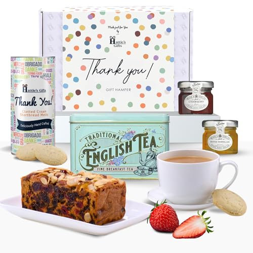 Afternoon Tea Thank You Hamper by Hattie’s Gifts - Vintage Victorian Tin, Fruit Cake, Shortbread & Preserves - Teacher Gift, Staff Thank You, Corporate Afternoon Tea Gift Set