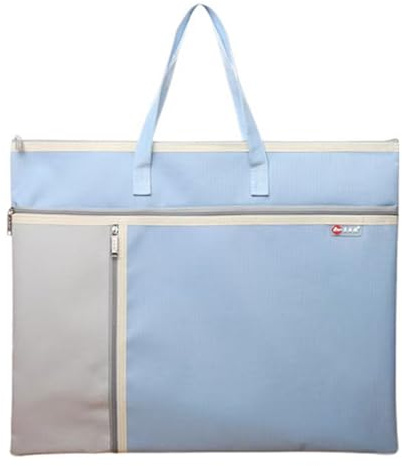Shulaner Art Portfolio Folder with Zipper and Handle - Large Capacity Oxford Bag for Drawing, Sketch, Photography, Poster Files - A3 Size (Blue)