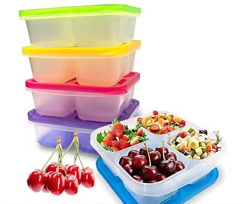 Yuzita 5 Pack Snack Boxes for Kids, Snack Containers Bento Snack Box Lunch Boxes Divided Food Storage Containers with Compartments for School Work Travel Picnic