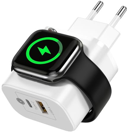 3 in 1 Caricatore Per iphone, EnGiTores caricabatterie wireless per IWatch portatile 2 porte USB C PD QC Caricabatterie per Apple Watch 1-8/SE/Ultra per AirPods Pro/3/2 per iPad Samsung HuaWei