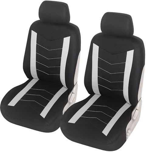 Upgrade4cars Autositzbezüge Set für die Vordersitze weiß | Auto-Schonbezüge Universal Schwarz Auto-Sitzbezug Sommer Winter | Autozubehör Innenraum | Geschenke für Frauen und Männer