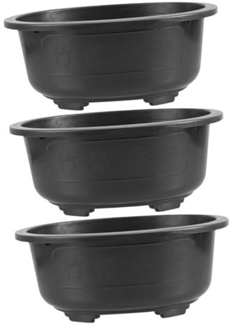 KONTONTY Grands Pots à Bonsaï Pots Profonds Lot de 3 en Plastique avec Trou de Drainage pour Culture de Plantes, pour Jardin, Balcon ou Intérieur
