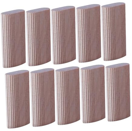 SEWOART 50 Stück Holzdübel Domino Zapfen aus Massivem Buchenholz 8x40mm mit Nut Kratzfest für Möbelverbindungen Holzhandwerk Bastelprojekte
