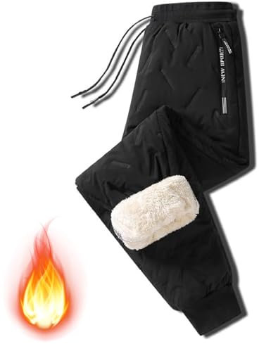 Generisch Magulo Thermohose, Thermohose Herren Winter, Bleib Warm Und Trocken, Egal Bei Welchem Wetter (DE/NL/SE/PL, Alphanumerisch, XXL, Regular, Regular, Schwarz Jogginghose)