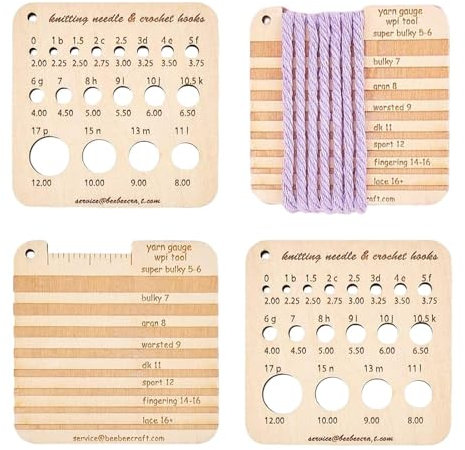 Yarn Gauge Tool Wooden Knitting Gauge Converter Knitting Calculator,Yarn Measuring Tools Crochet Accessories for Women, Men, Boys, Girls