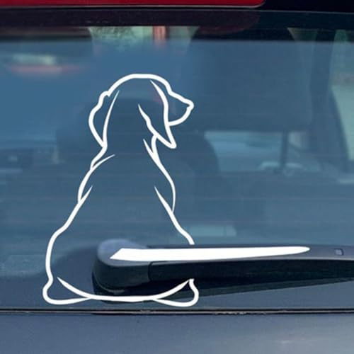 ZAAWUUT Dog Moving Tail Wiper Sticker,Waterproof Rear Windshield Wiper Decal,Cartoon Funny Stickers for Car Window Laptop Decoration (White)