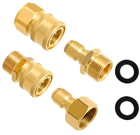 Geichan 4PCS M22-14mm to 1/4in Pressure Washer Adapter Set,Pressure Washer Hose Fittings,High Pressure Hose Attachment, Power Washer Fittings Adapter for Power Washer Hose Pump
