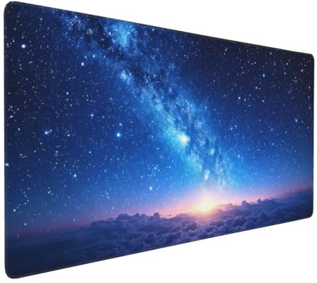 Tapis de Souris 80x40 cm Grand Tapis Souris XXL, Le Ciel étoilé Tapis de Souris Bureau Gamer, à Bords Cousus, Base en Caoutchouc Antidérapante, sous Main pour Clavier et Souris, Decor Maison E-1011