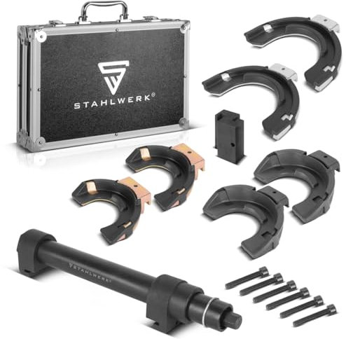 STAHLWERK Tendeur de ressorts avec force de serrage de 1,5 t - Tendeur de jambe de force de serrage - Outil de réglage - Compresseur de ressorts intérieurs - Outil de jambe de force de suspension pour