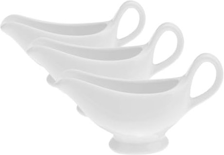 CHILDWEET 3pcs Sauce Boat Handles Ceramic Sauce Pitchers for Home Dining Table Capacity
