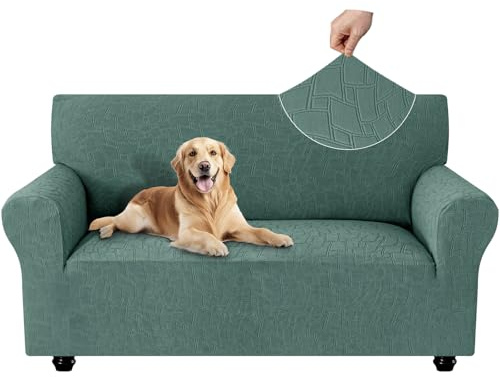 Ystyle Funda Sofa 2 Plazas, Couch Cover Elasticas, Funda para Sofa Antiarañazos Gatos, Forros para Sofas Antideslizante, Protector Sofa Antimanchas Lavable Anti Perros, Verde