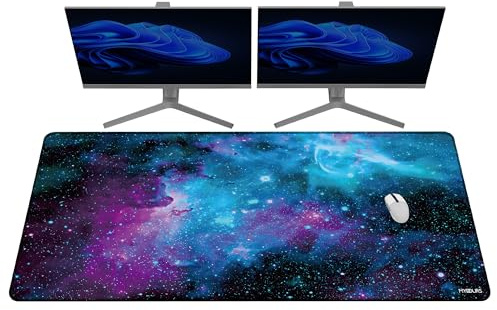 Mydours XXL musmatta, 1 500 x 700 mm, spelmusmatta med halkfritt gummi och slätt tyg, skrivbordsmatta, spelmusmatta för kontorsdator (Universum)