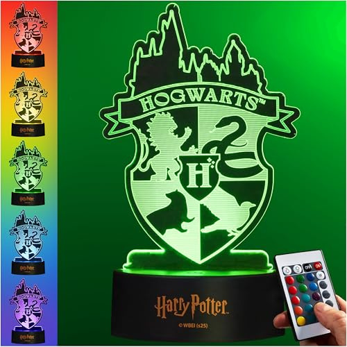 Get Trend Harry Potter Hogwarts LED Luce Notturna, Lampada da Comodino con Luminosità Regolabile, USB Alimentato a Batteria, 16 Colori e 4 Modalità (Multi Harry Potter)
